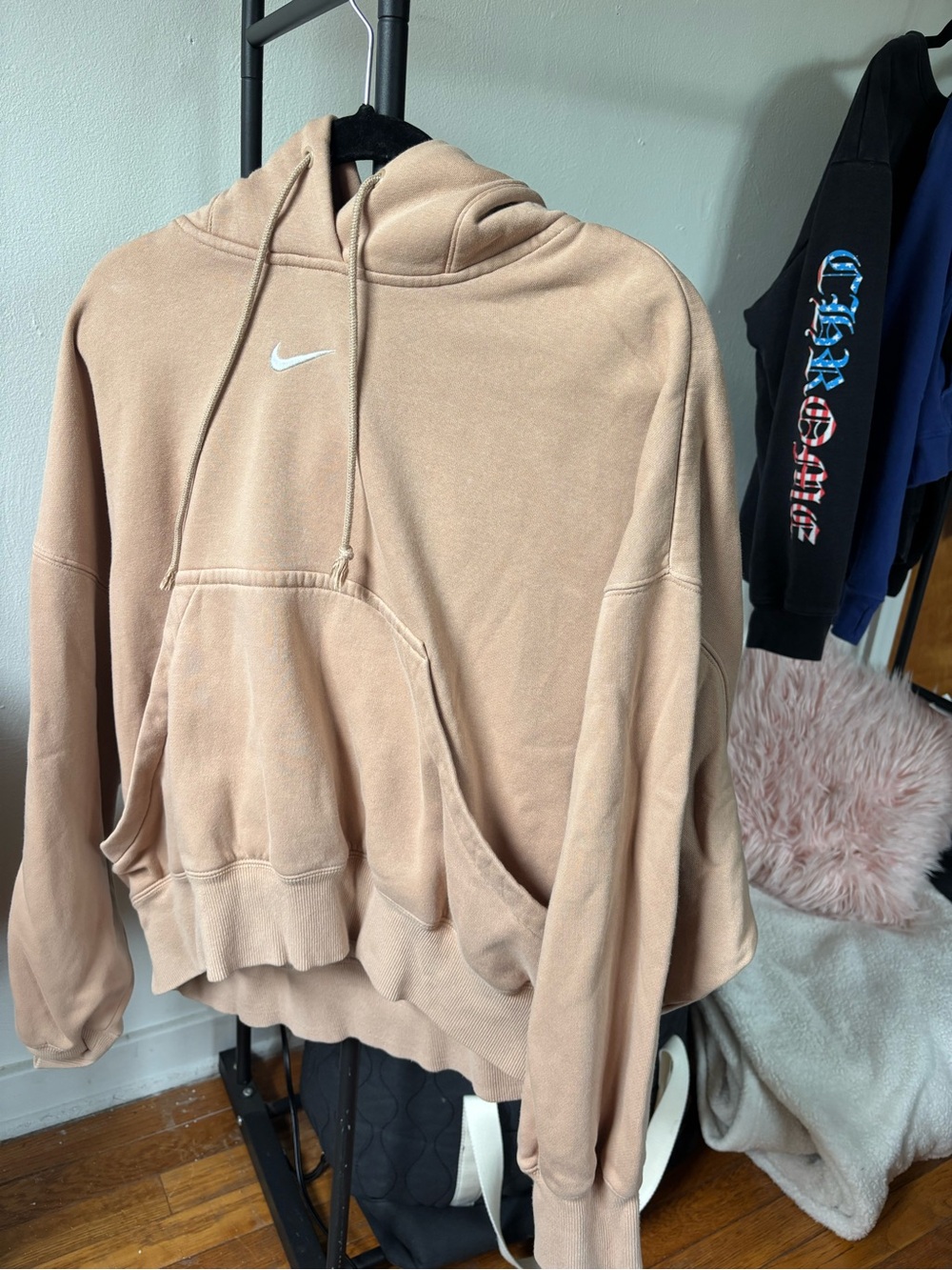 Nike Tan Pullover Hoodie with White Swoosh